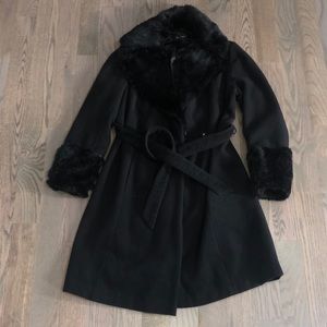 Black fur winter jacket
